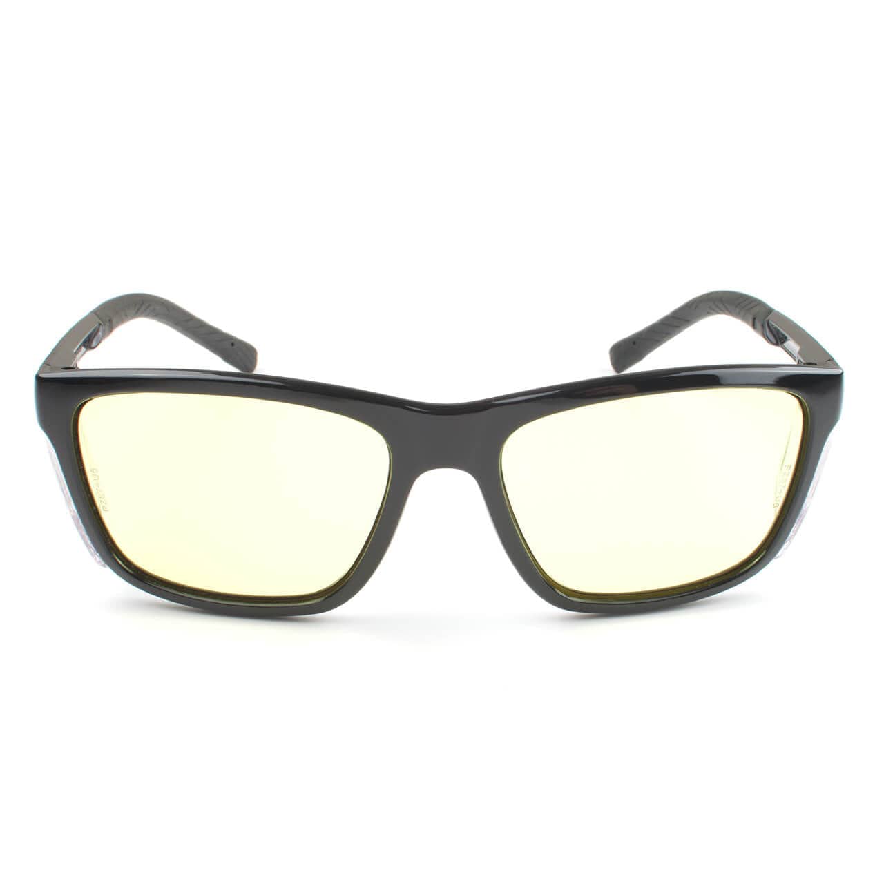 Metel M40 Safety Glasses with Black Frame and UV400 Blue Block Lenses Front View