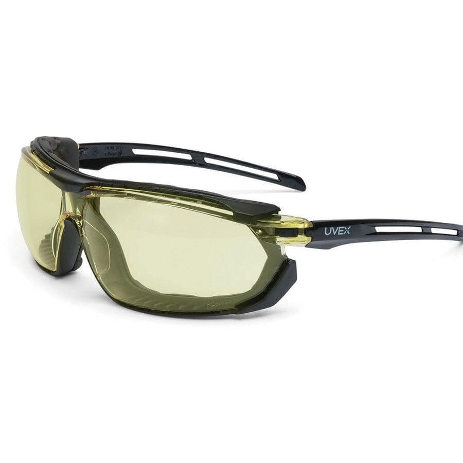 Uvex Tirade Safety Glasses/Goggle with Black Frame and Amber Anti-Fog Lens S4042