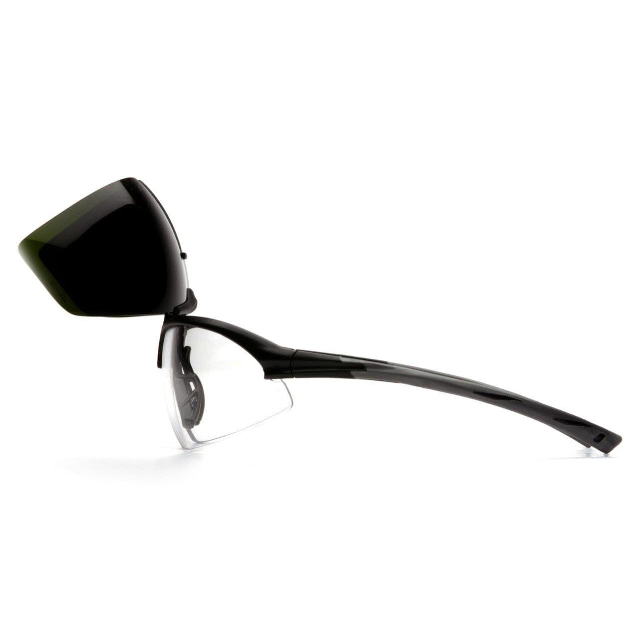 Pyramex Onix Plus Safety Glasses with Clear Anti-Fog Lens and Shade 5 Flip Lens SB4950STP