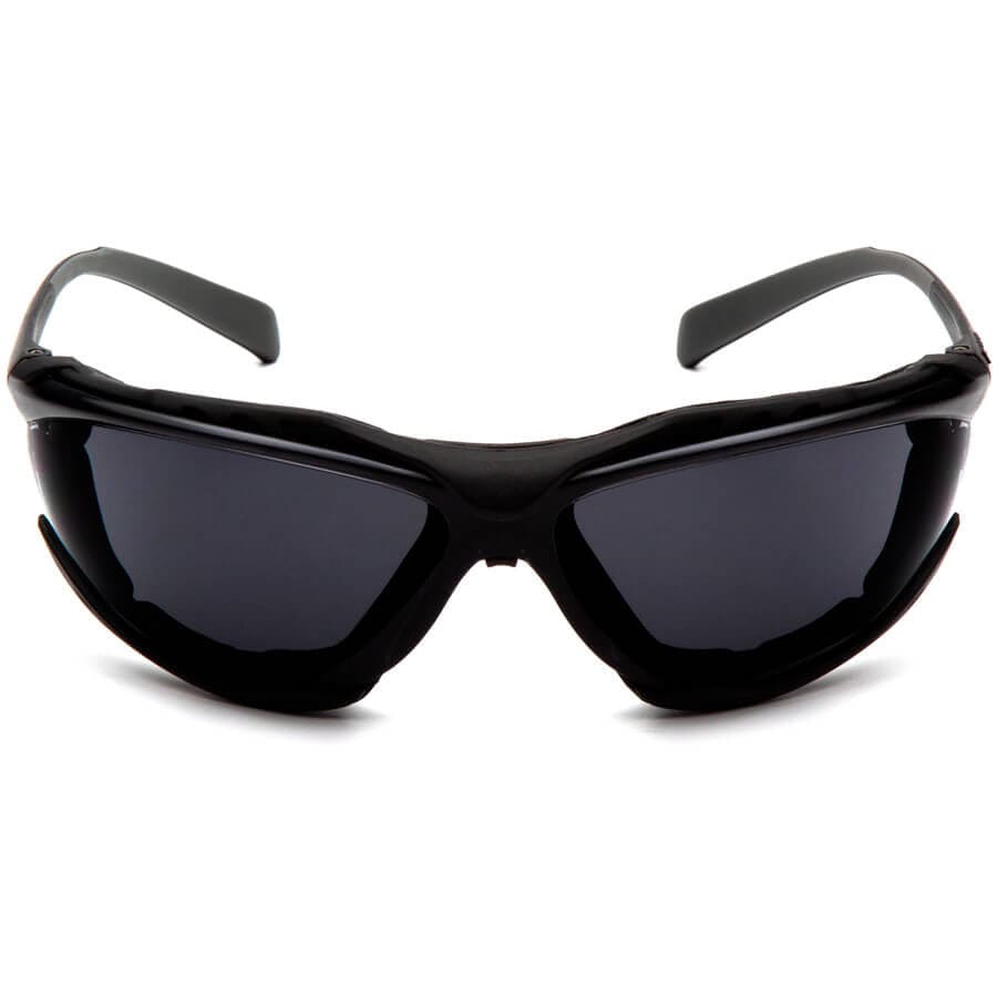 Pyramex Proximity Safety Glasses with Black Frame and Dark Gray Lens - Front