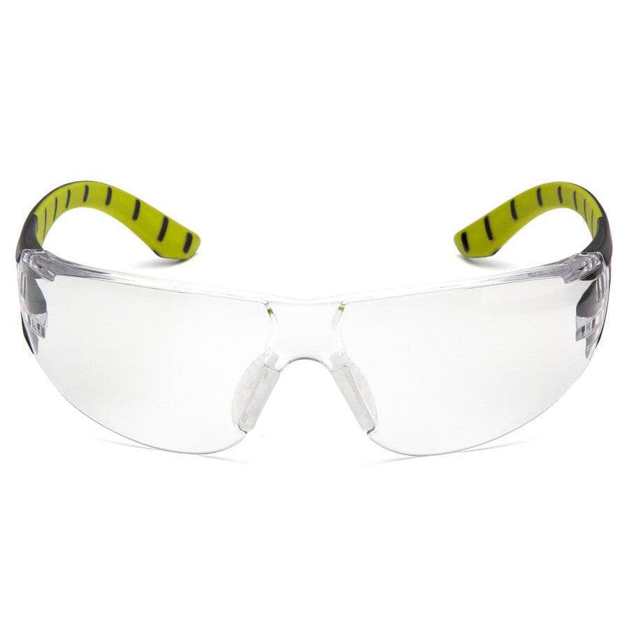 Pyramex Endeavor Plus Safety Glasses with Black/Green Temples and Clear Anti-Fog Lens SBGR9610ST - Front View