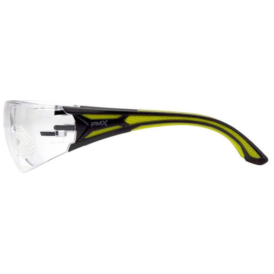 Pyramex Endeavor Plus Safety Glasses with Black/Green Temples and Clear Anti-Fog Lens SBGR9610ST - Side View
