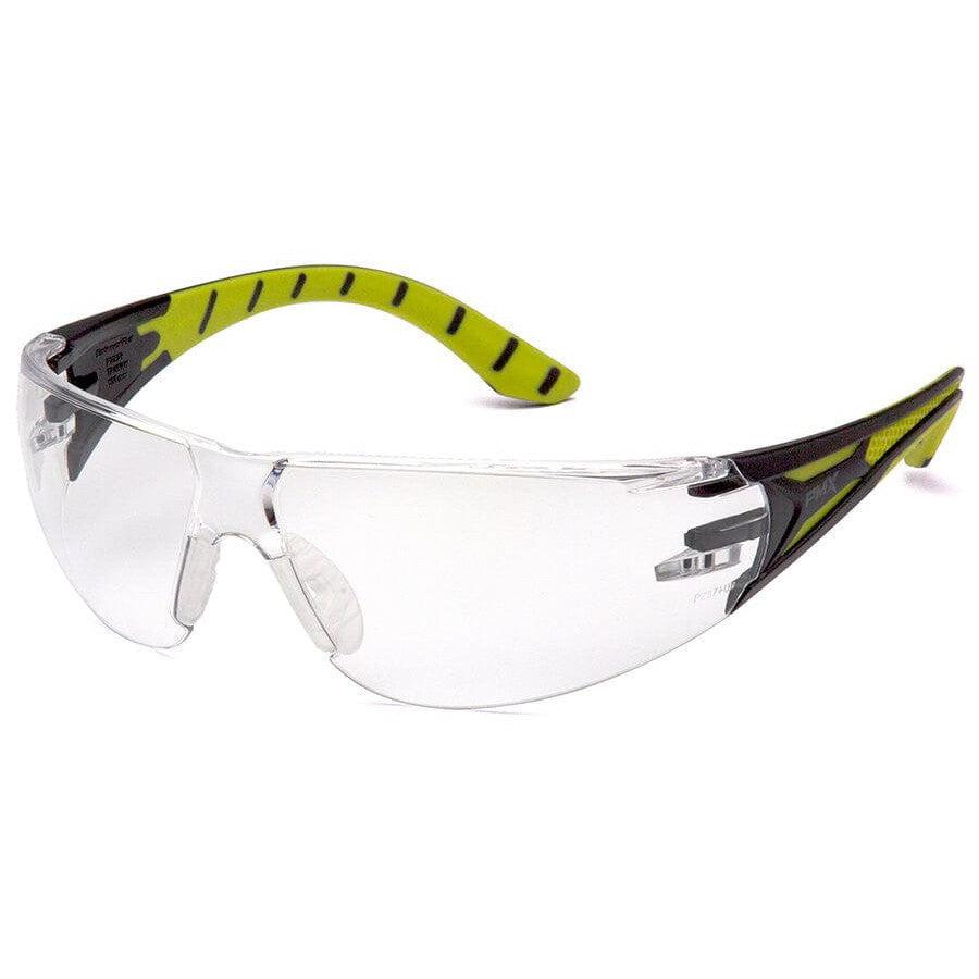 Pyramex Endeavor Plus Safety Glasses with Black/Green Temples and Clear Lens