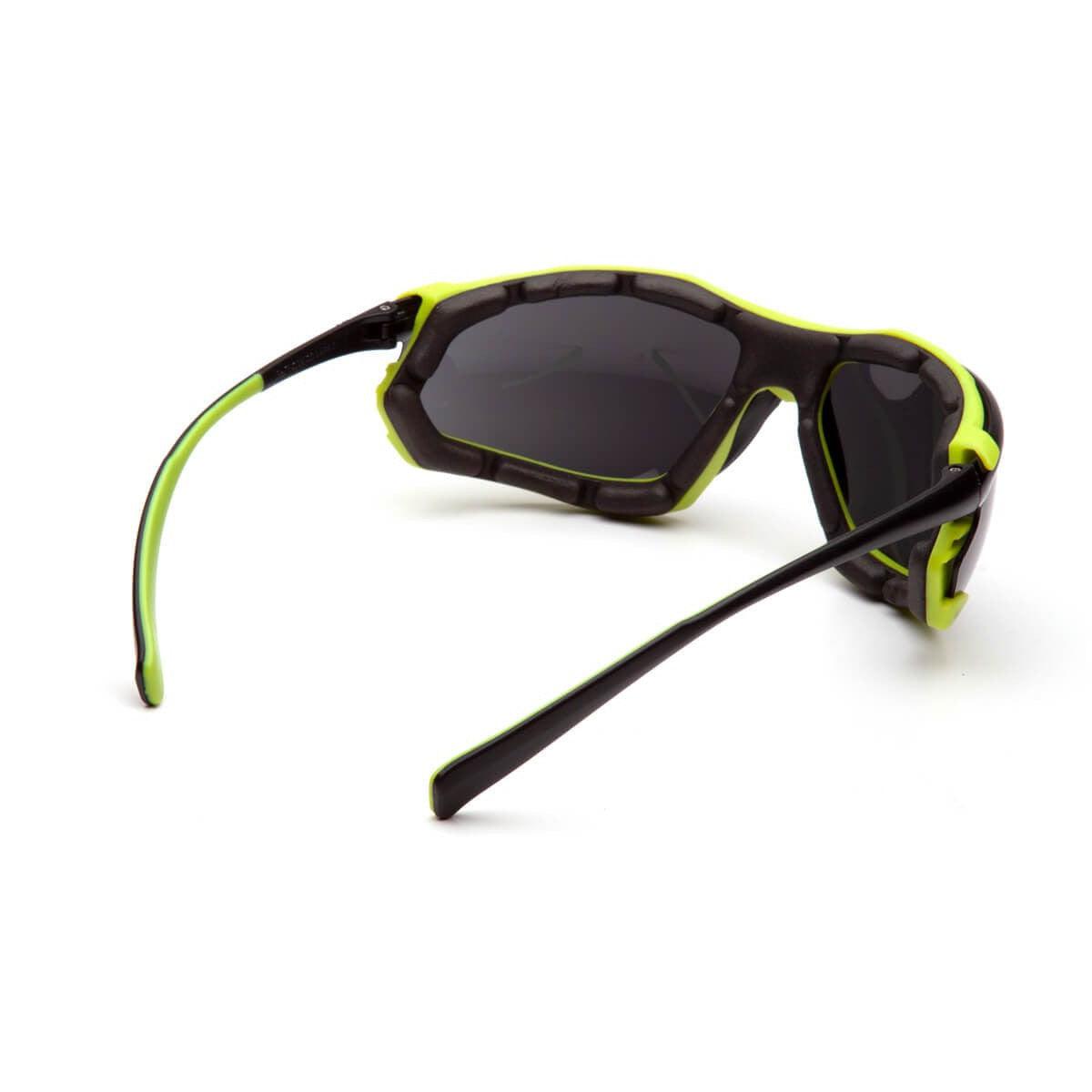 Pyramex Proximity Safety Glasses with Black/Lime Frame and Gray H2MAX Anti-Fog Lens - Back View