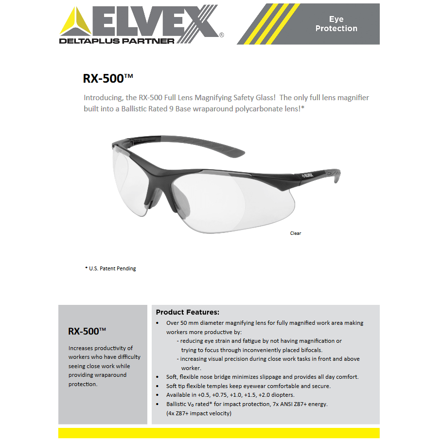 Delta Plus Rx-500C Safety Glasses Specs