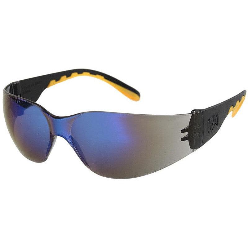 CAT Track Safety Glasses with Black Frame and Blue Mirror Lens TRACK-105
