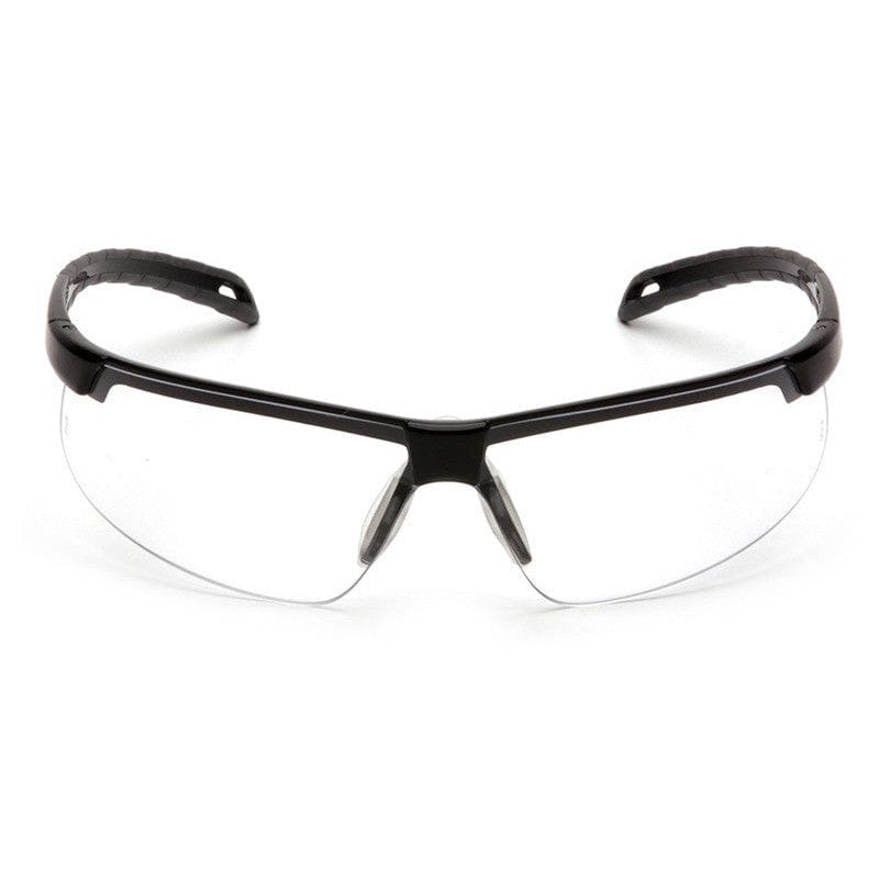 Pyramex Ever-Lite Safety Glasses with Black Frame and Clear Anti-Fog Lenses Front View