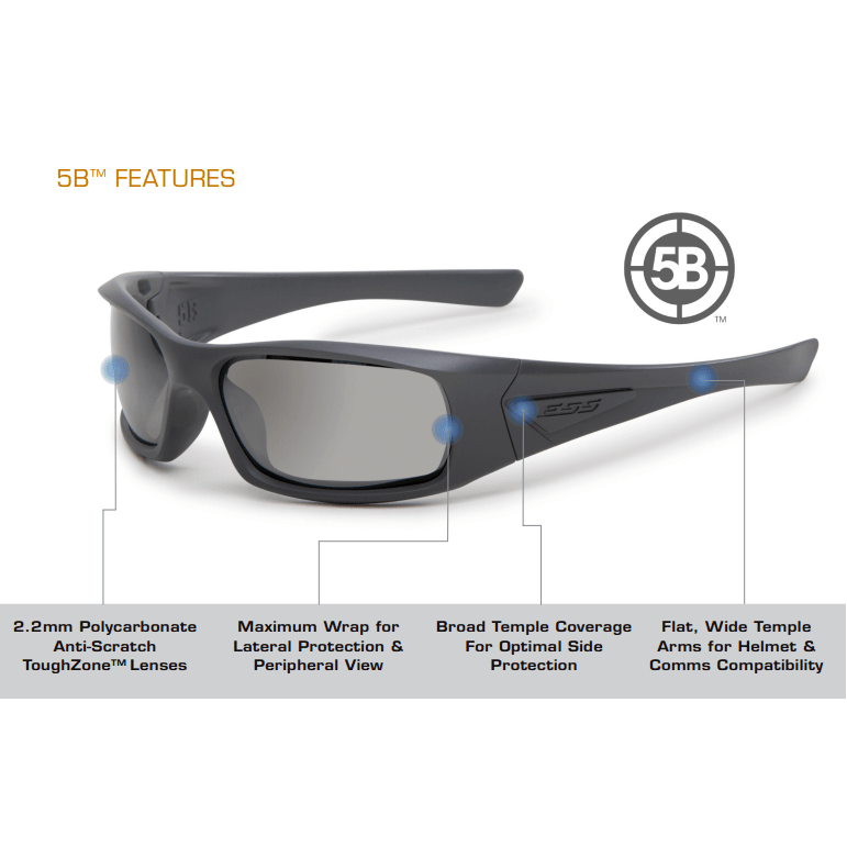 ESS 5B Ballistic Sunglasses Black Frame Mirror Lenses EE9006-05 Specs