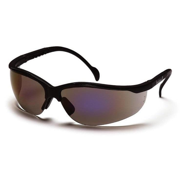 Pyramex Venture 2 Safety Glasses with Black Frame and Blue Mirror Lens