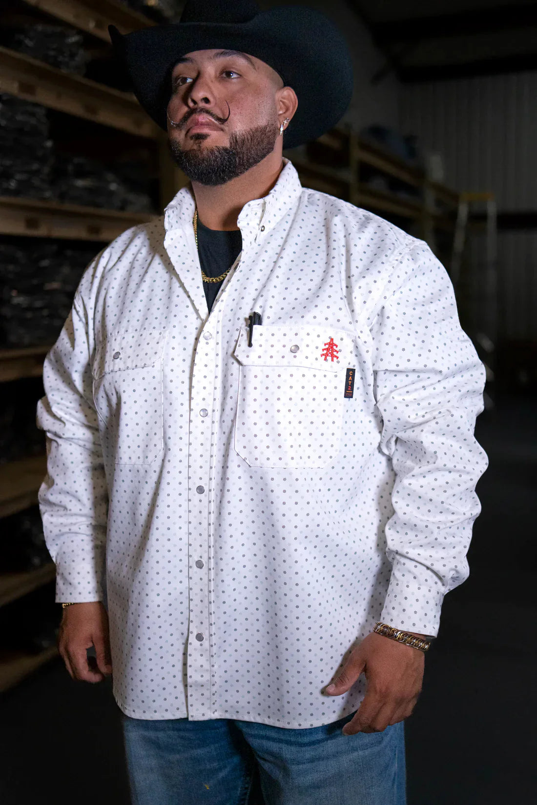 Static FR Flame-Resistant Pearl Snap Work Shirt - Phantom White