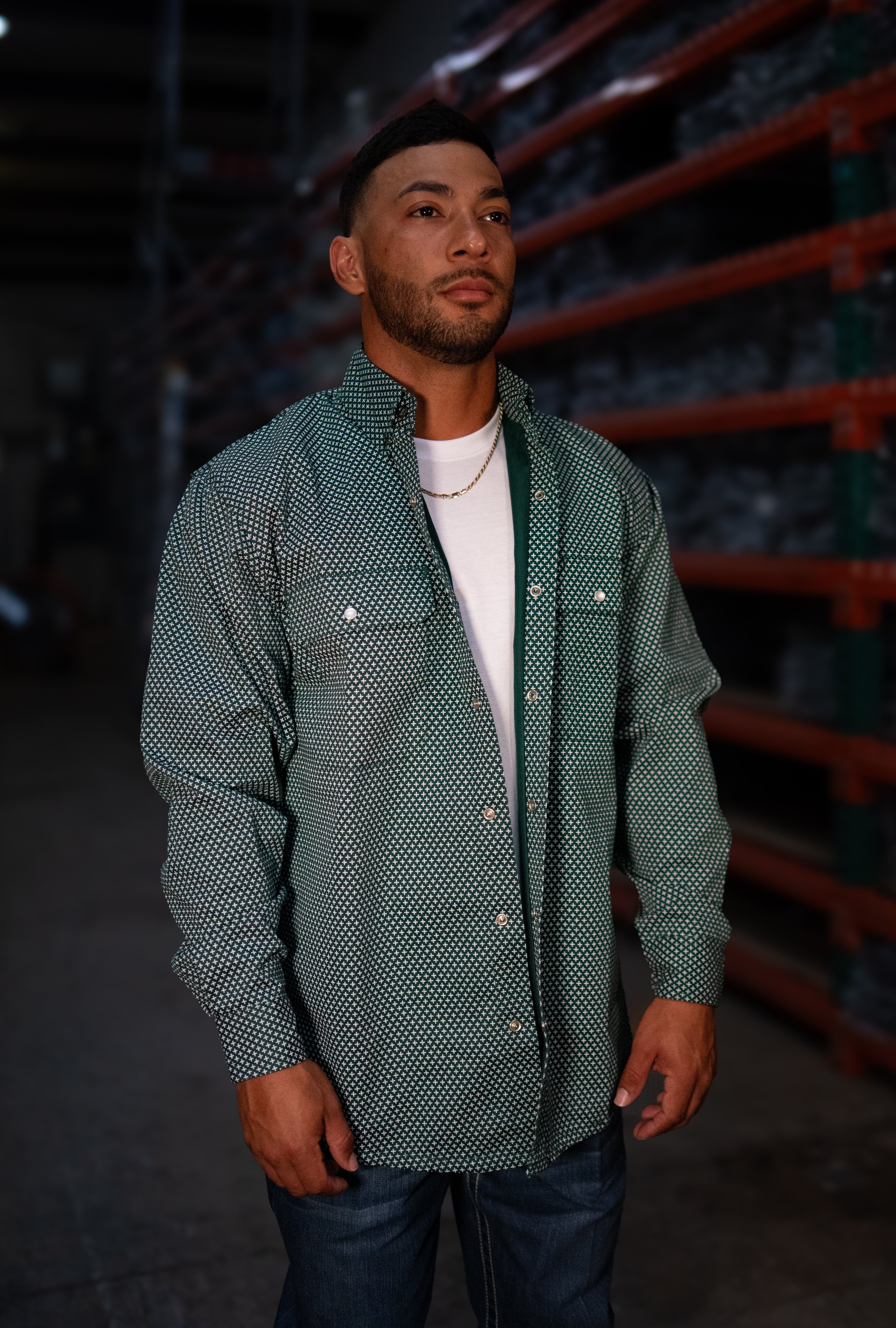 Static FR Flame-Resistant Pearl Snap Work Shirt - Gunner Green