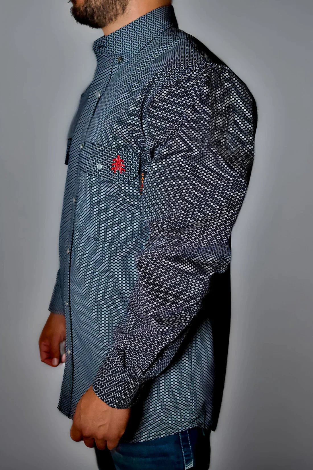 Static FR Flame-Resistant Pearl Snap Work Shirt - Shadow Black