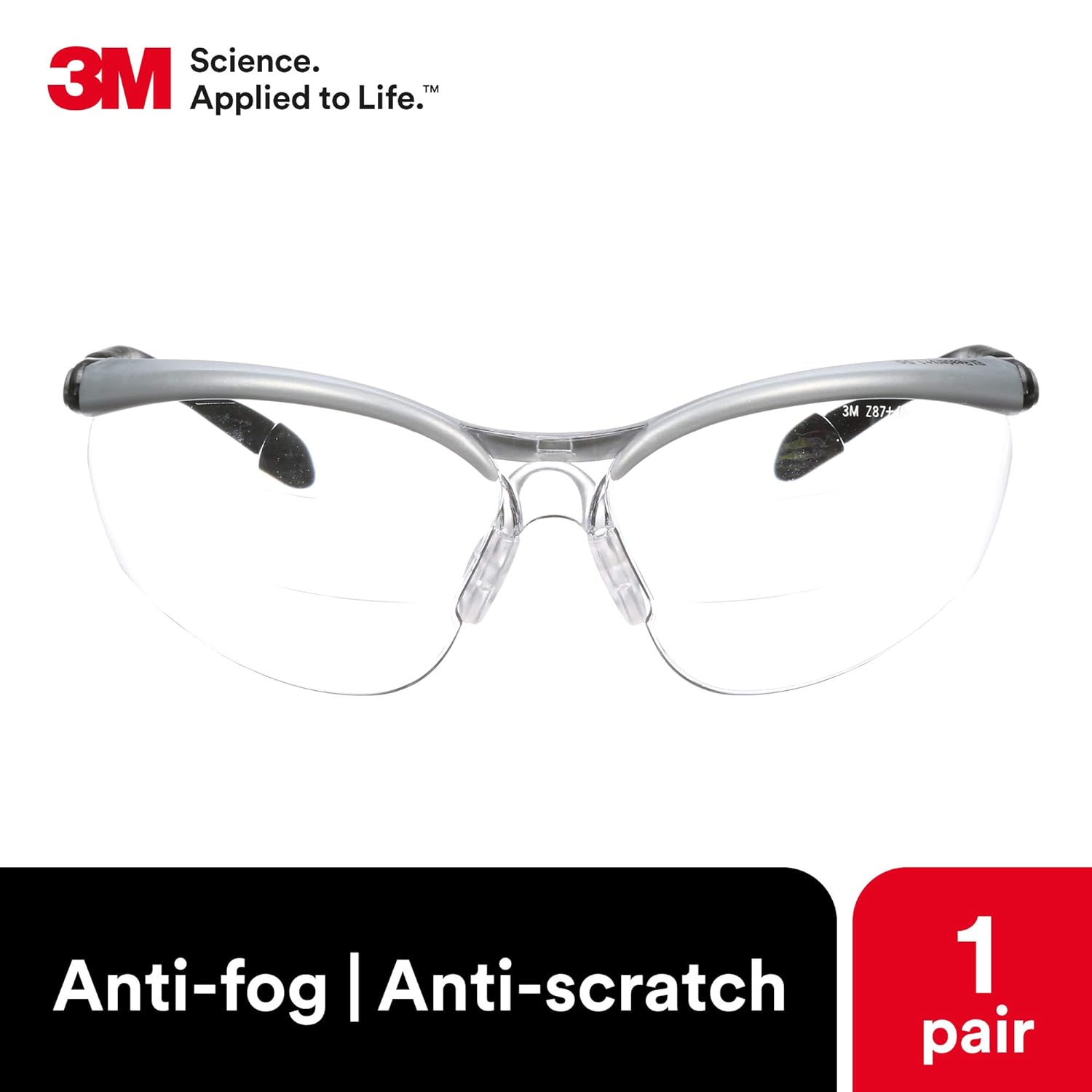 3M BX Dual Reader Safety Glasses with Clear Anti-Fog Lens and Upper/Lower Diopters-Safety Glasses USA-4