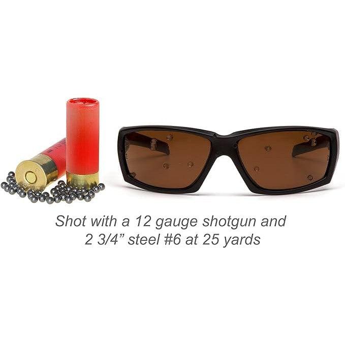 Venture Gear Overwatch Sunglasses shot with 12 gauge shotgun at 25 yards