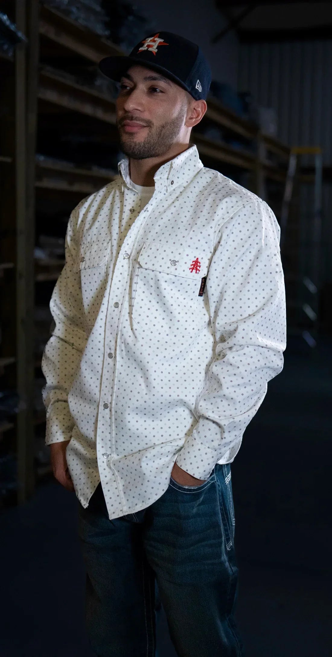 Static FR Flame-Resistant Pearl Snap Work Shirt - Phantom White