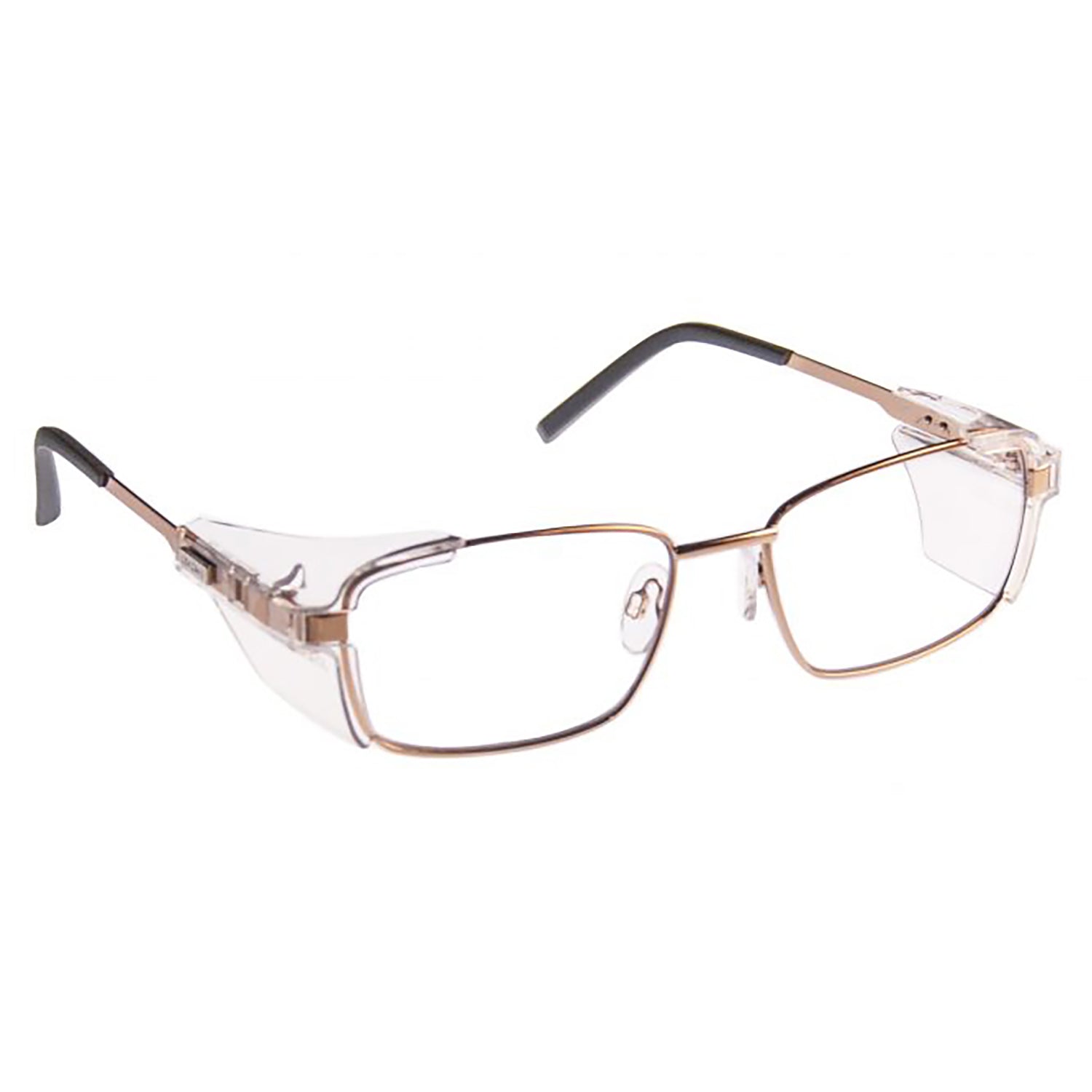 ArmouRx 3001P brown metal rectangle prescription safety glasses with permanent side shields.