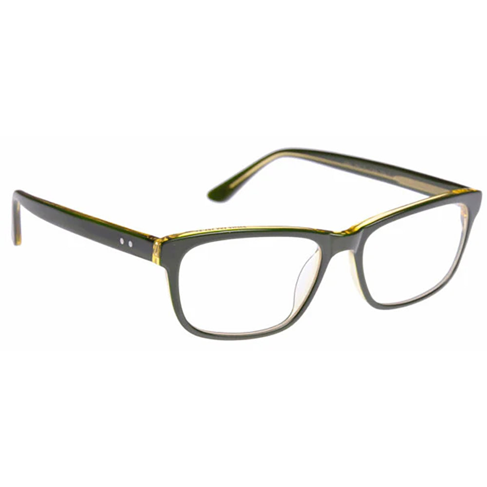 ArmouRx 7105 green plastic prescription safety glasses with rectangular full-frame and side shields.