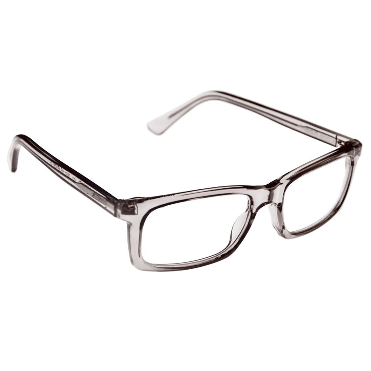 Gray plastic ArmouRx 5001 prescription safety glasses with a rectangular full-frame and clear side shields.