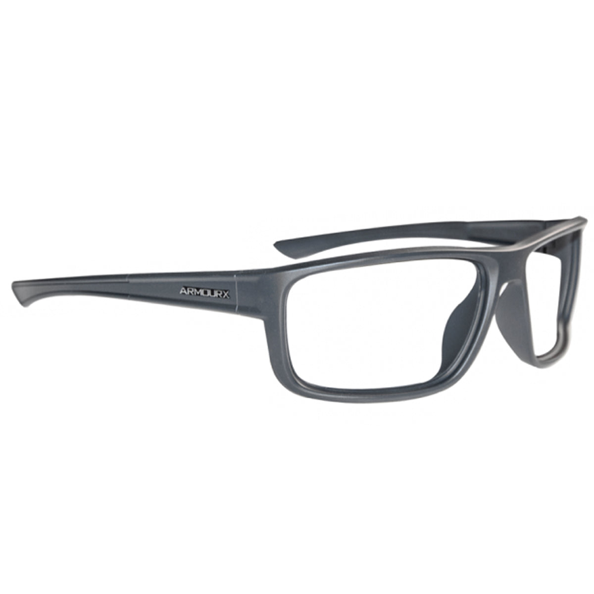 ArmouRx 6018 gray plastic wraparound prescription safety glasses with integrated side protection.