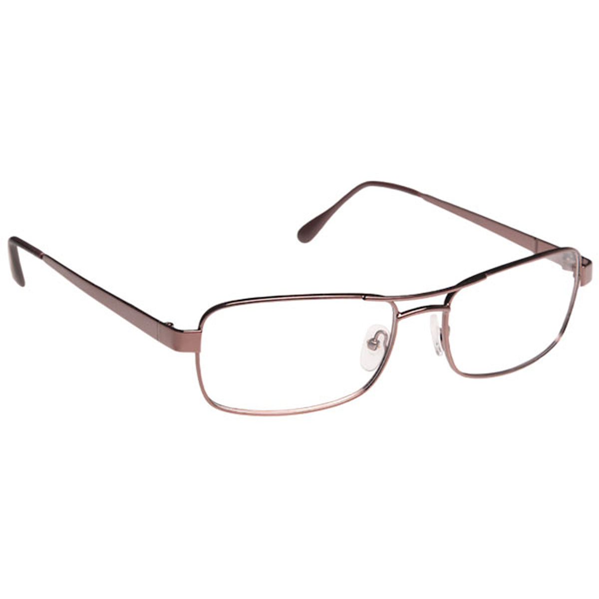 ArmouRx 7012 brown metal prescription safety glasses with rectangular full-rim frames.