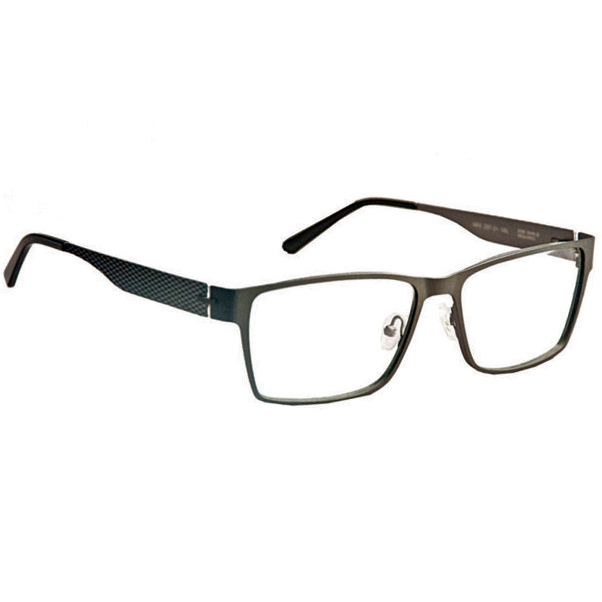 ArmouRx 7100 black metal full-rim prescription safety glasses with rectangular frames.