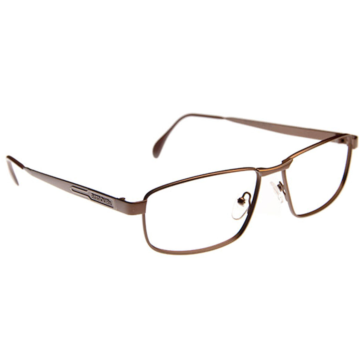 ArmouRx 7400 brown metal full-rim prescription safety glasses, rectangular 56-16-140 mm frame.
