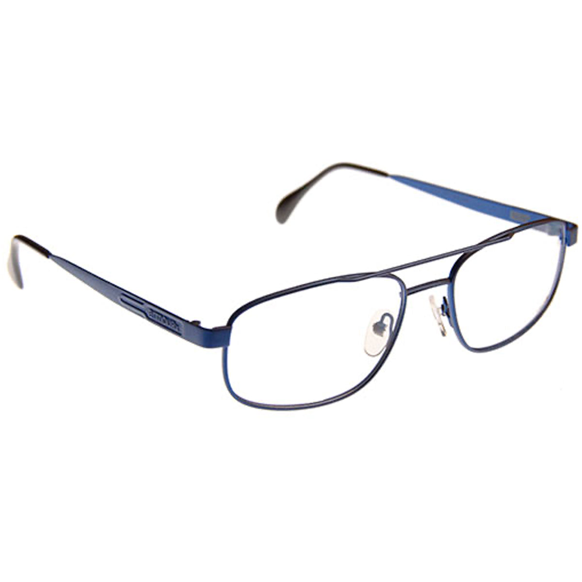 ArmouRx 7402 blue metal prescription safety glasses, full-rim rectangle design, 54mm lens width.