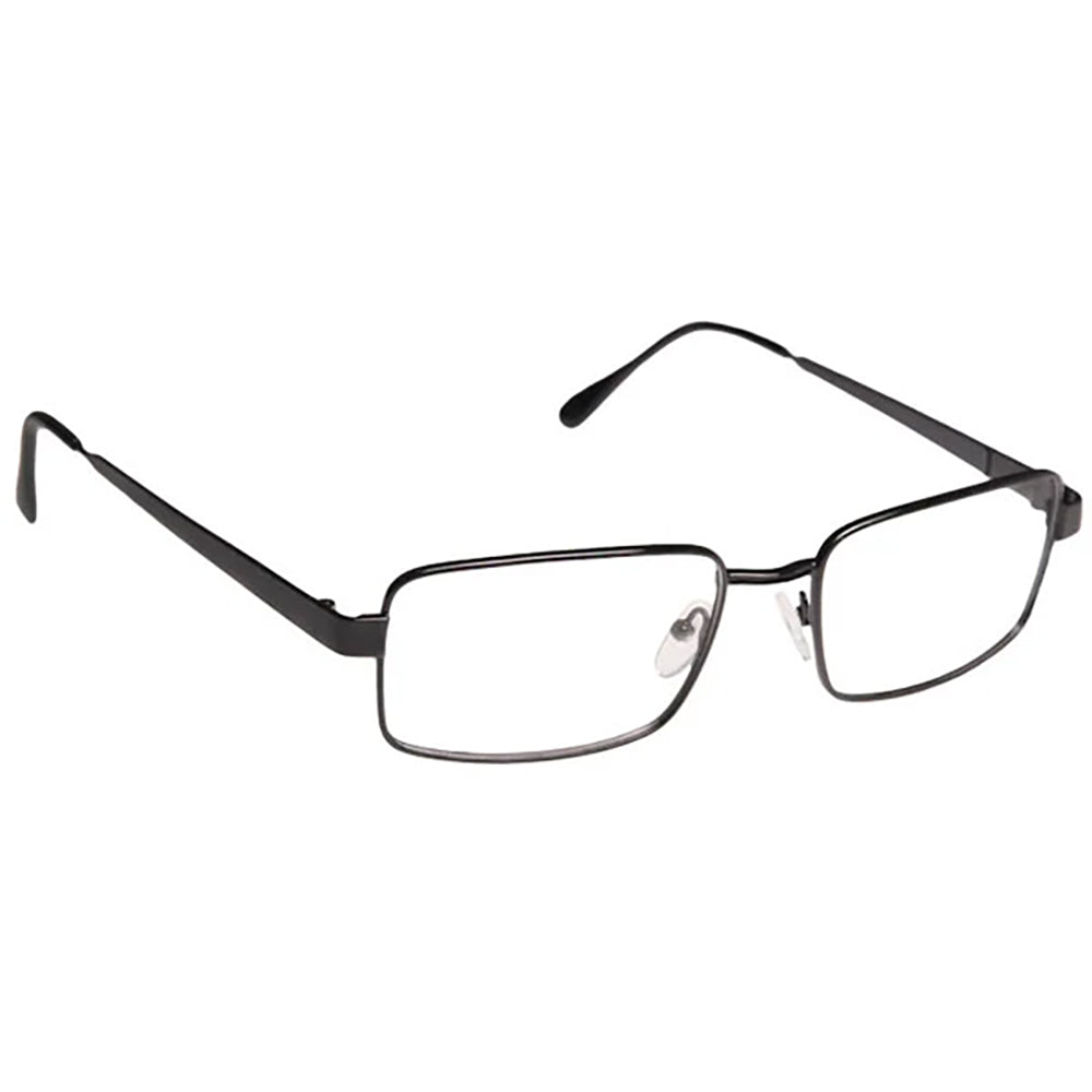 Black metal ArmouRx 7013 prescription safety glasses with rectangular frames and clear lenses.