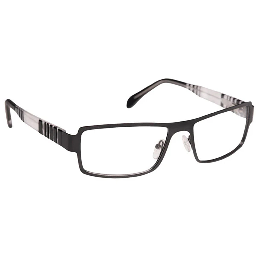 ArmouRx 7015 black rectangular prescription safety glasses with clear side shields.