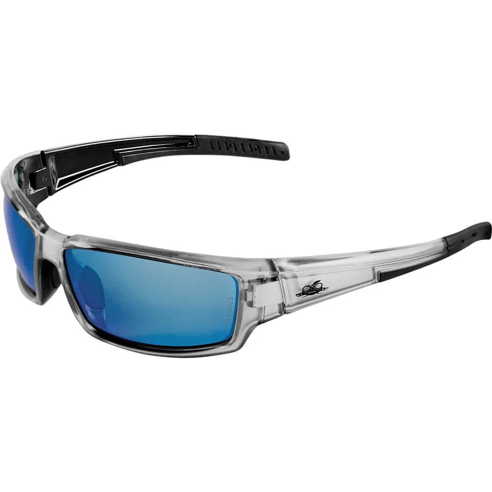 Bullhead Maki Safety Glasses-BH14209-Silver Frame - Polarized Blue Mirror Lens-Safety Glasses USA-13