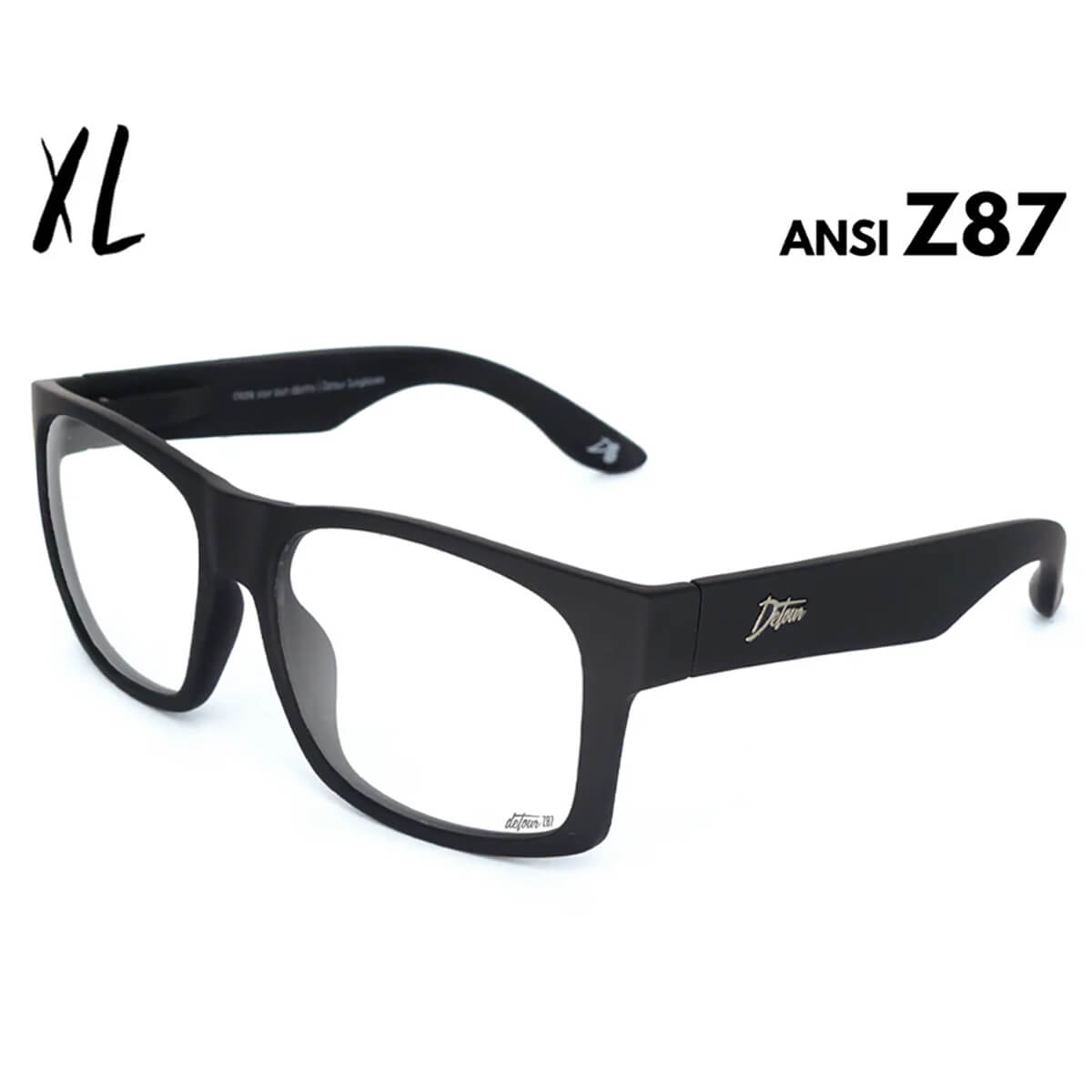 Detour Big Kahuna XL Z87 Safety Glasses with Matte Black Frame and Clear Lens-Safety Glasses USA-1
