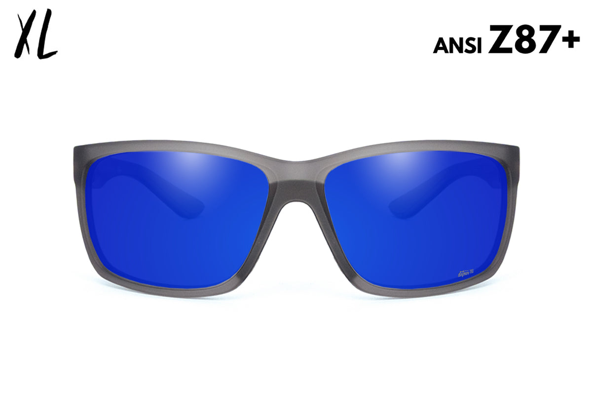 Detour Breach XL Safety Glasses Frosted Gray with Deep Blue Polarized Lenses