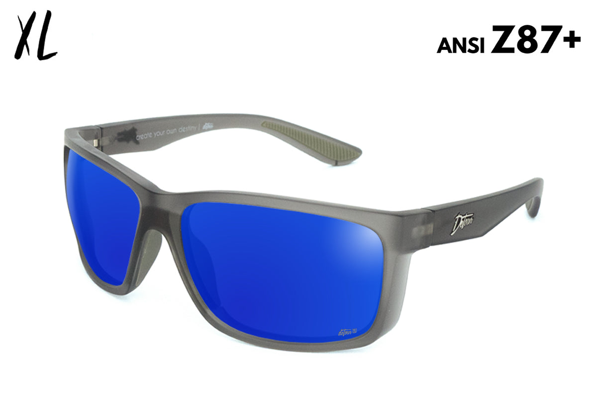 Detour Breach XL Safety Glasses Frosted Gray with Deep Blue Polarized Lenses