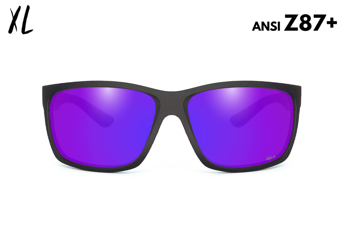 Detour Breach XL Safety Glasses Matte Black with Purple Polarized Lenses