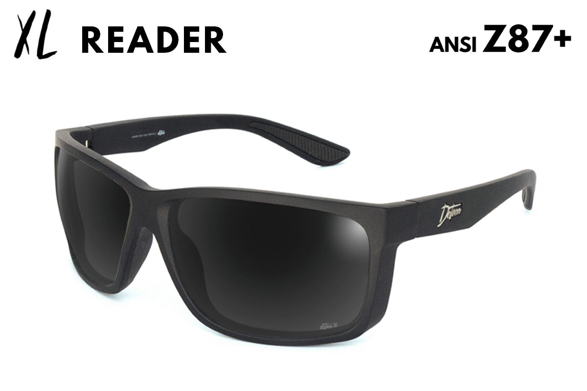 Detour Breach XL Reader Safety Glasses Matte Black with Jet Black Polarized Lenses