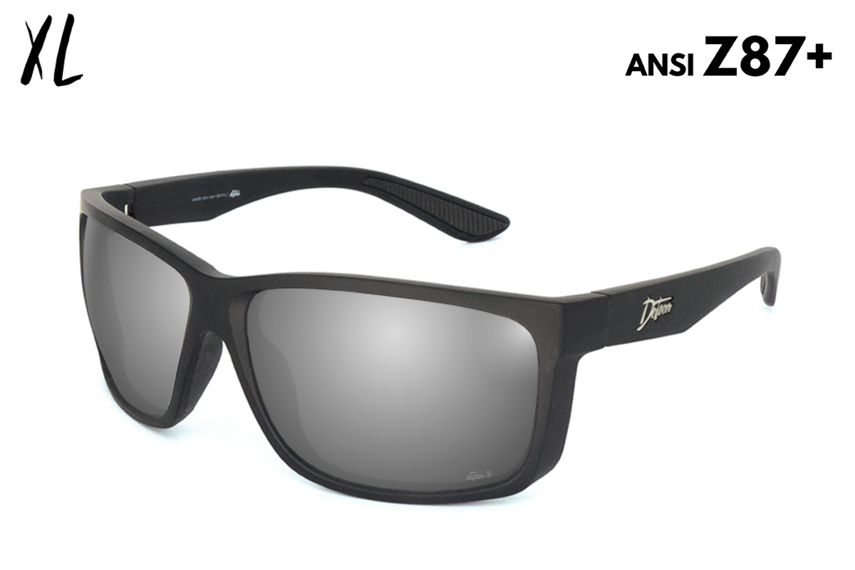 Detour Breach XL Safety Glasses Matte Black with Silver Bullet Polarized Lenses