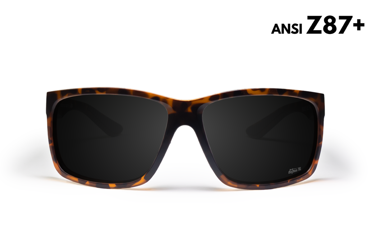 Detour Breach Safety Glasses Tortoise Shell with Jet Black Polarized Lenses