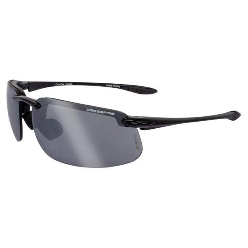 Crossfire ES4 Safety Glasses with Shiny Black Frame and Silver Mirror Lens-CF-2123-Safety Glasses USA-1