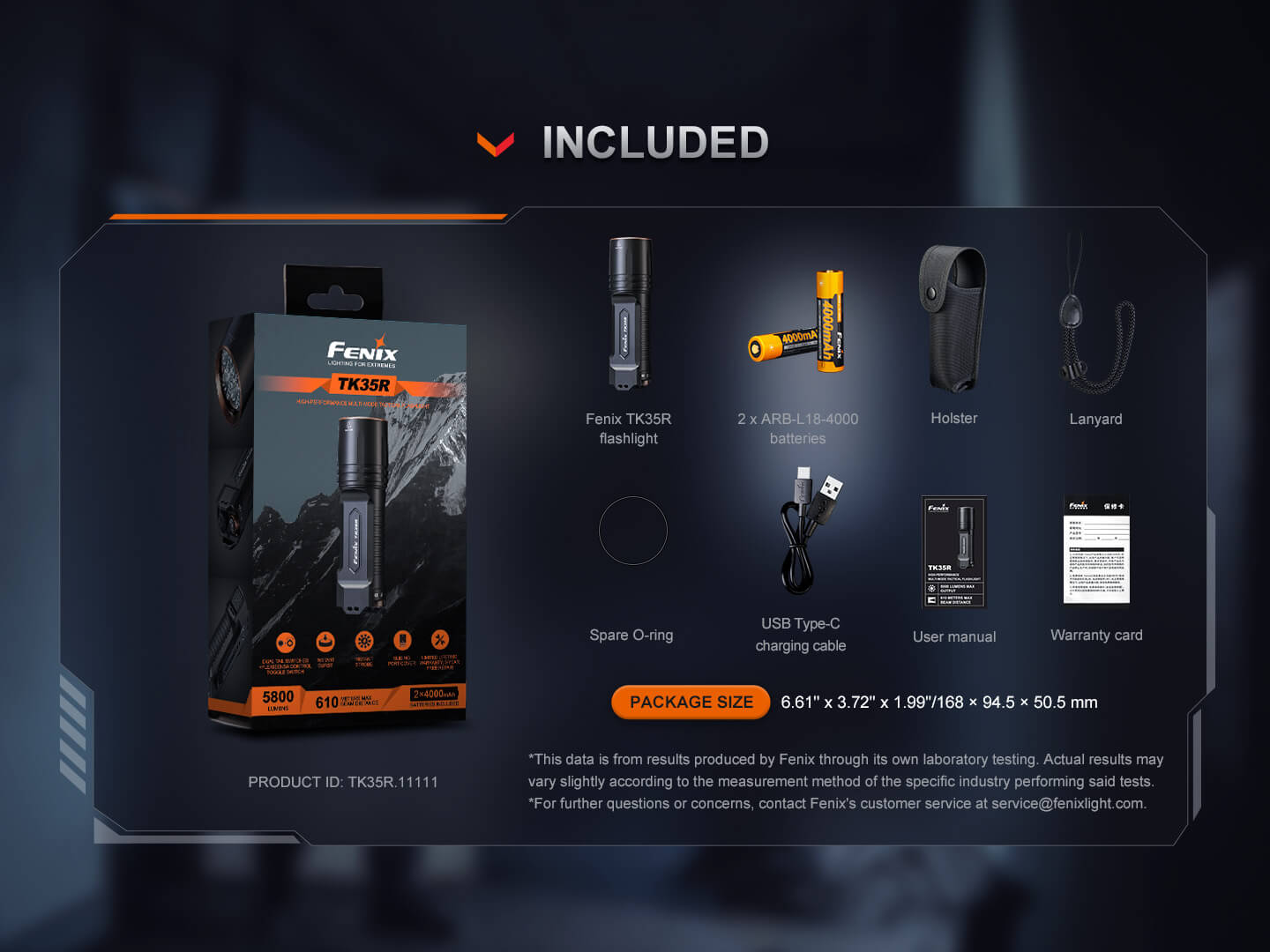 Fenix TK35R Rechargeable High-Performance Tactical Flashlight with UV Output-Safety Glasses USA-17