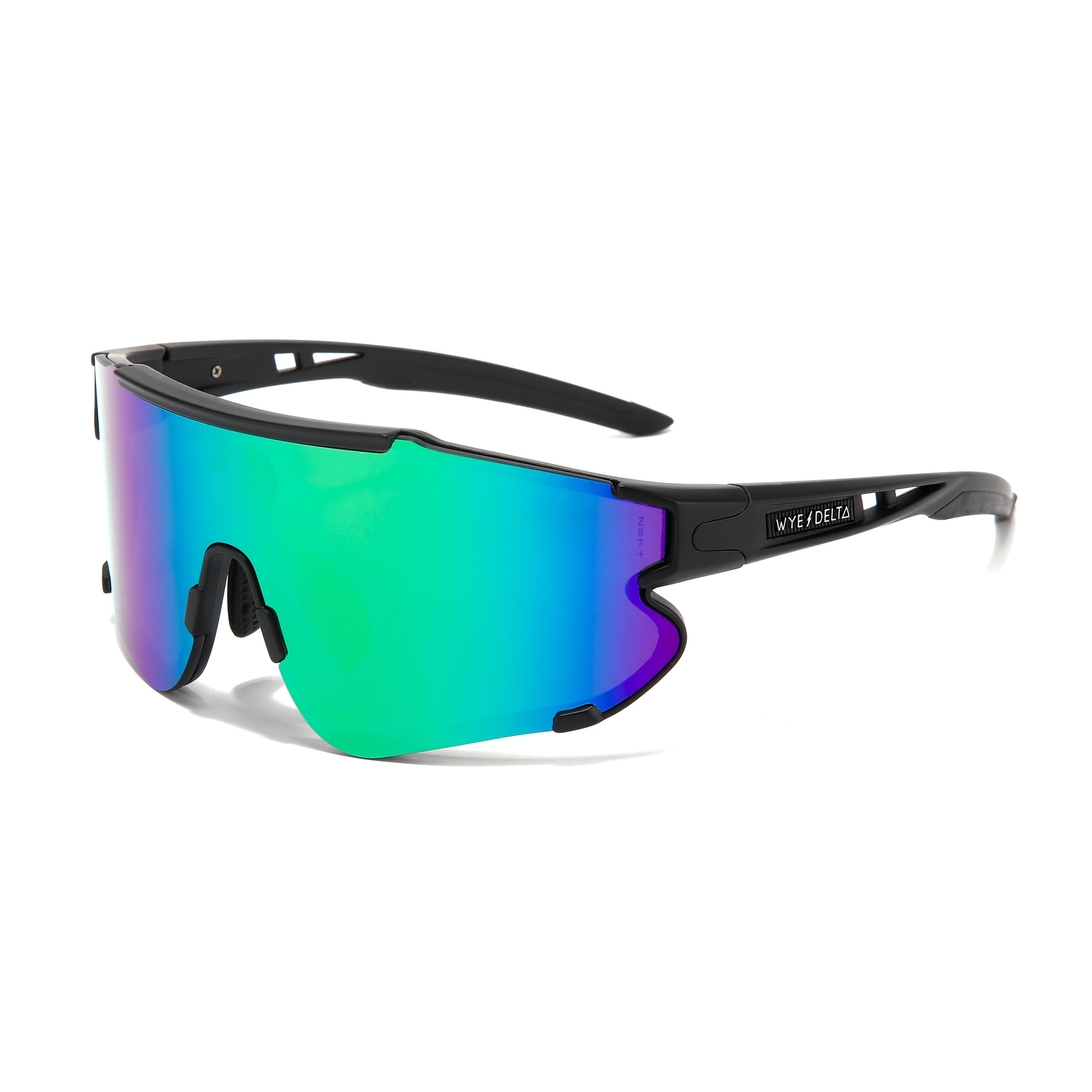 Wye Delta Z87+ HiViz Matte Black Green Revo Polarized Safety Glasses-Safety Glasses USA-1
