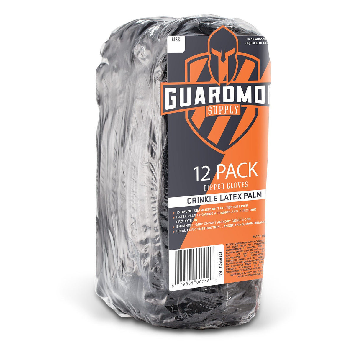 Lift Safety Crinkle Latex Gloves - 12 Pack