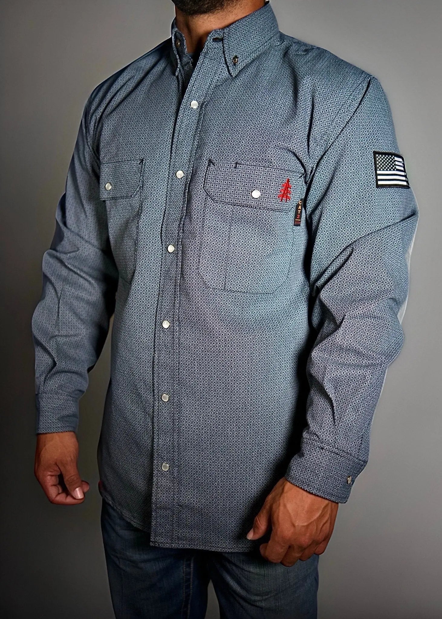 Static FR Flame-Resistant Work Shirt Pearl Snap - Forged Gray-Safety Glasses USA-1