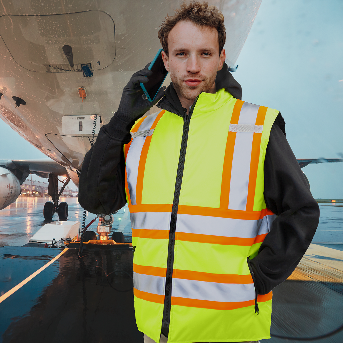 Jorestech Hi-Vis Two-Tone Reversible Insulated Safety Vest with Reflective Strips