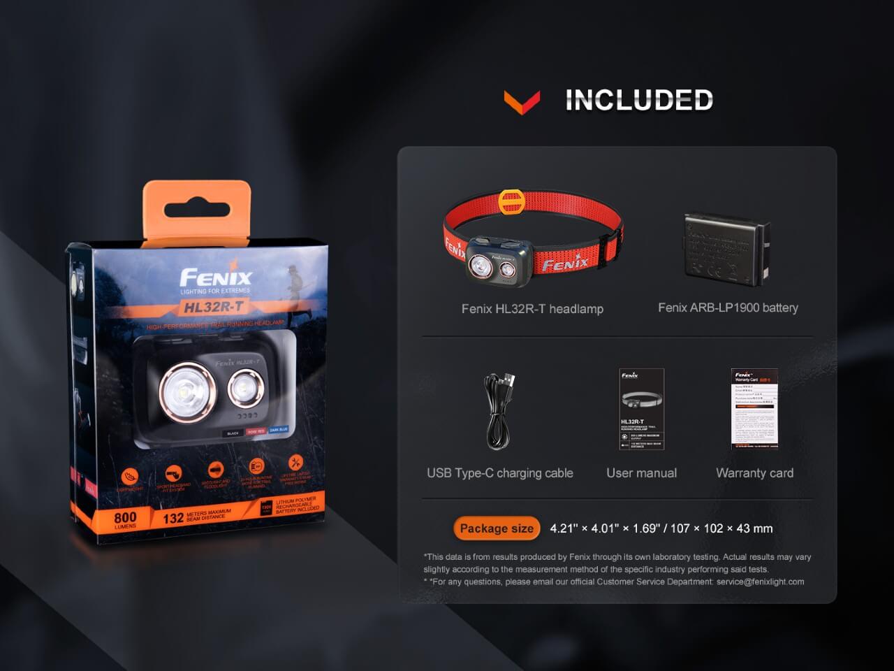 Fenix HL32R-T Trail Running LED Headlamp - 800 Lumens--Safety Glasses USA-17