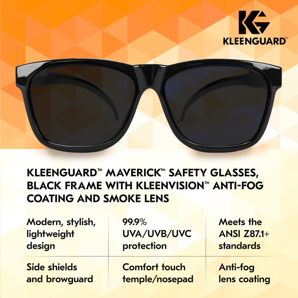KleenGuard Maverick Safety Glasses with Black Frame and Gray Anti-Fog Lens-49311-Safety Glasses USA-5