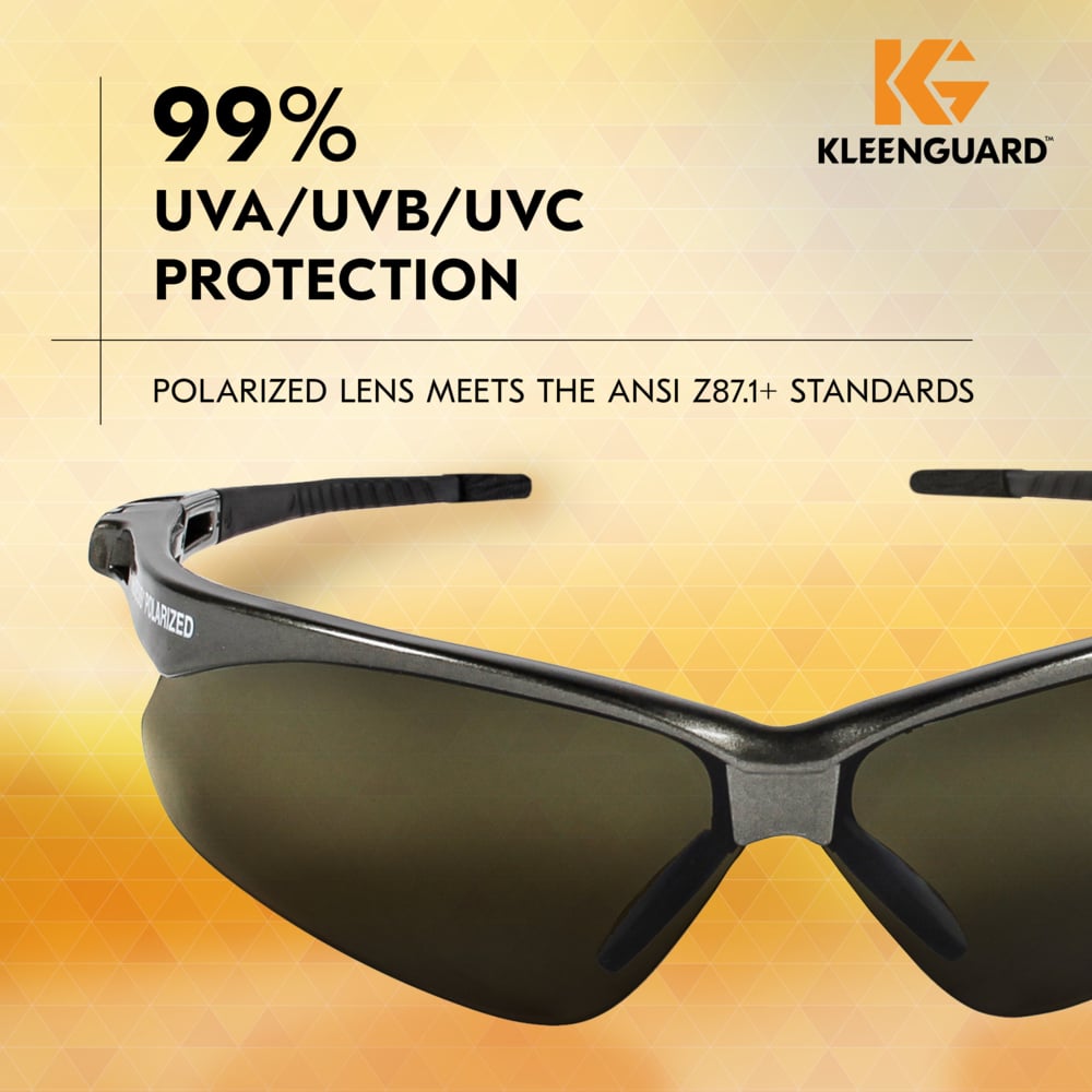 KleenGuard Nemesis Polarized Safety Glasses 28635 with Smoke Lenses Provides 99% UV Protection