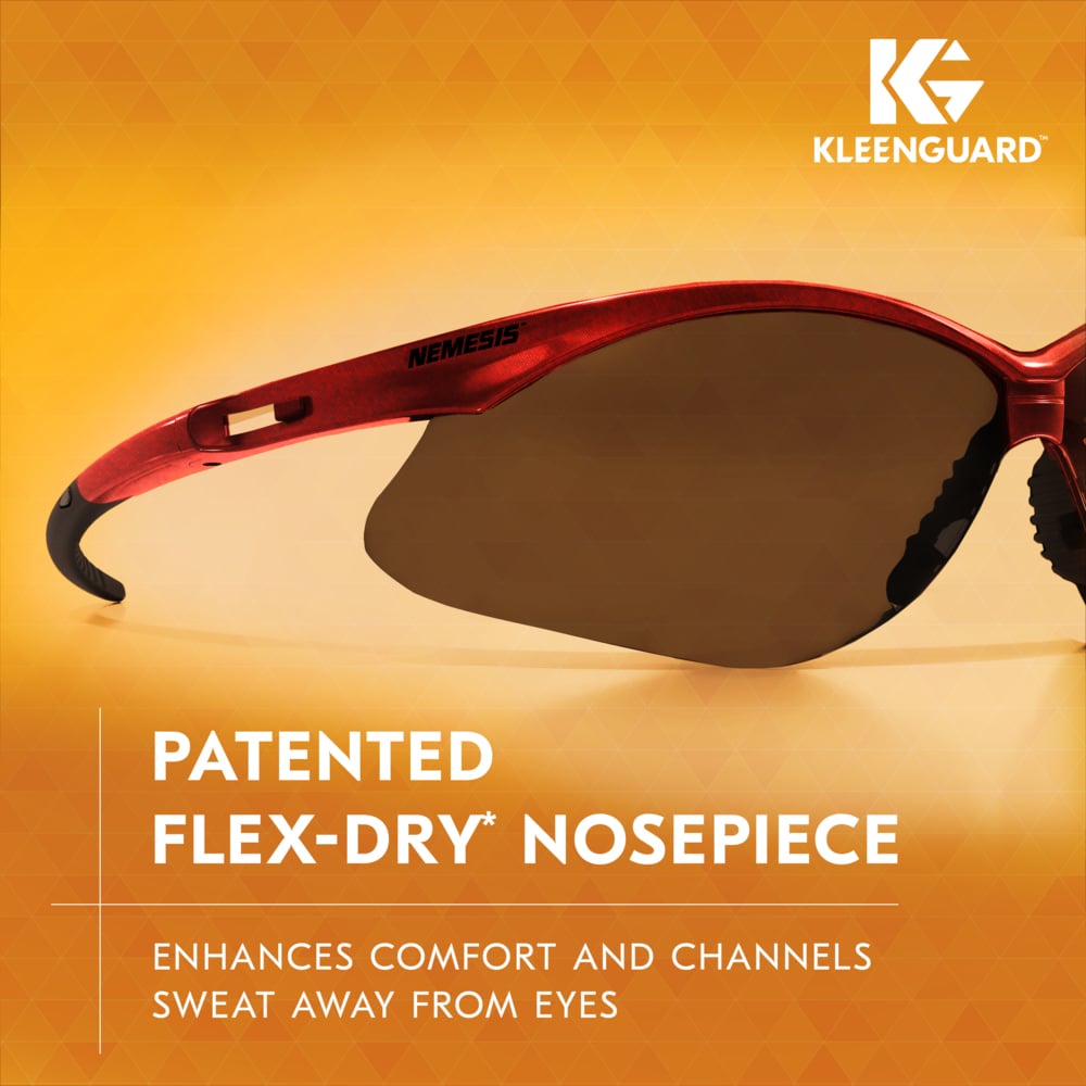 KleenGuard Nemesis Inferno Safety Glasses 22611 with Smoke Anti-Fog Lenses Feature a Patented Flex-Dry Nosepiece