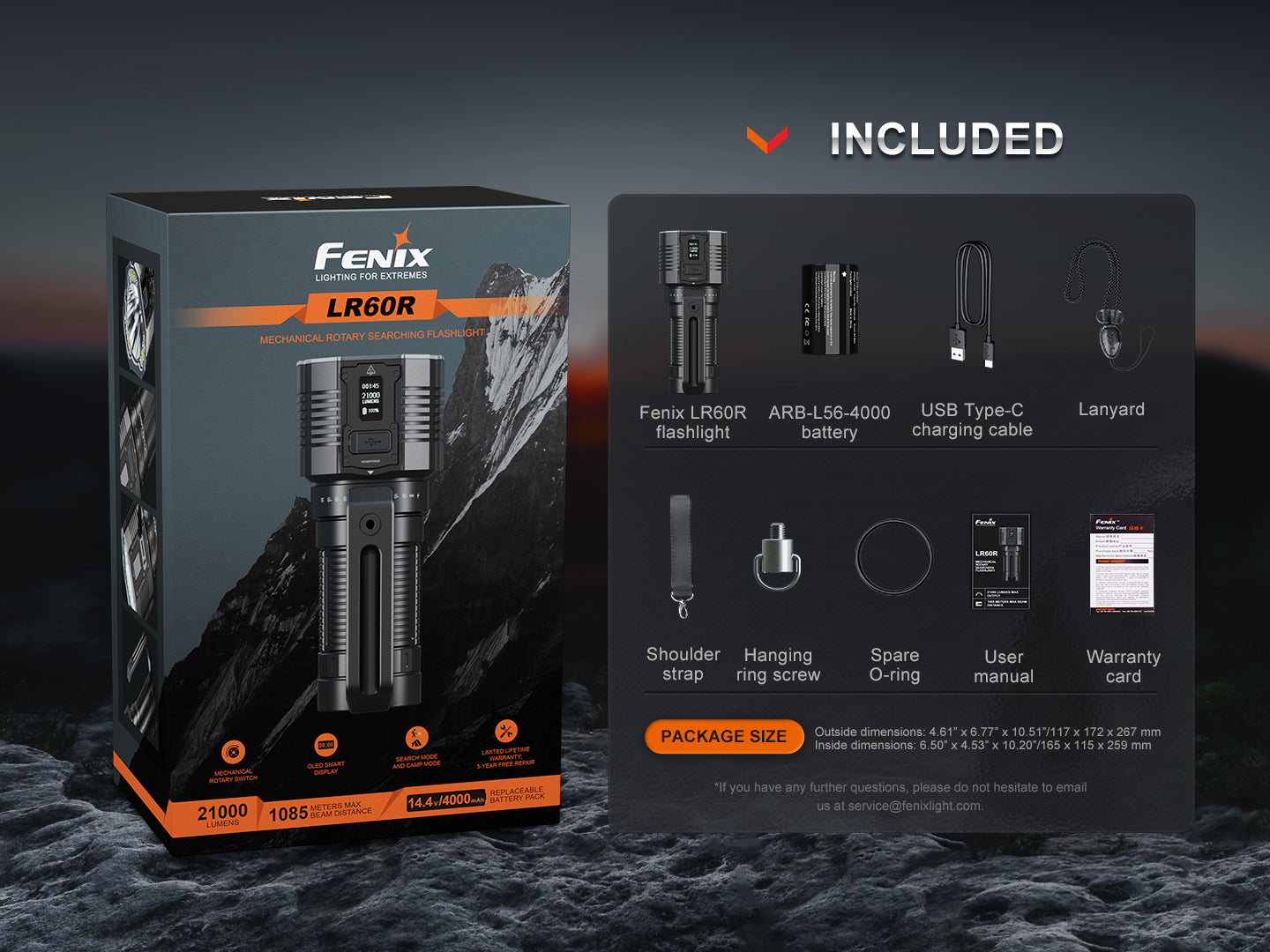Fenix LR60R Rotary Switch Rechargeable Searchlight - 21000 Lumens-FX-LR60R-Safety Glasses USA-17