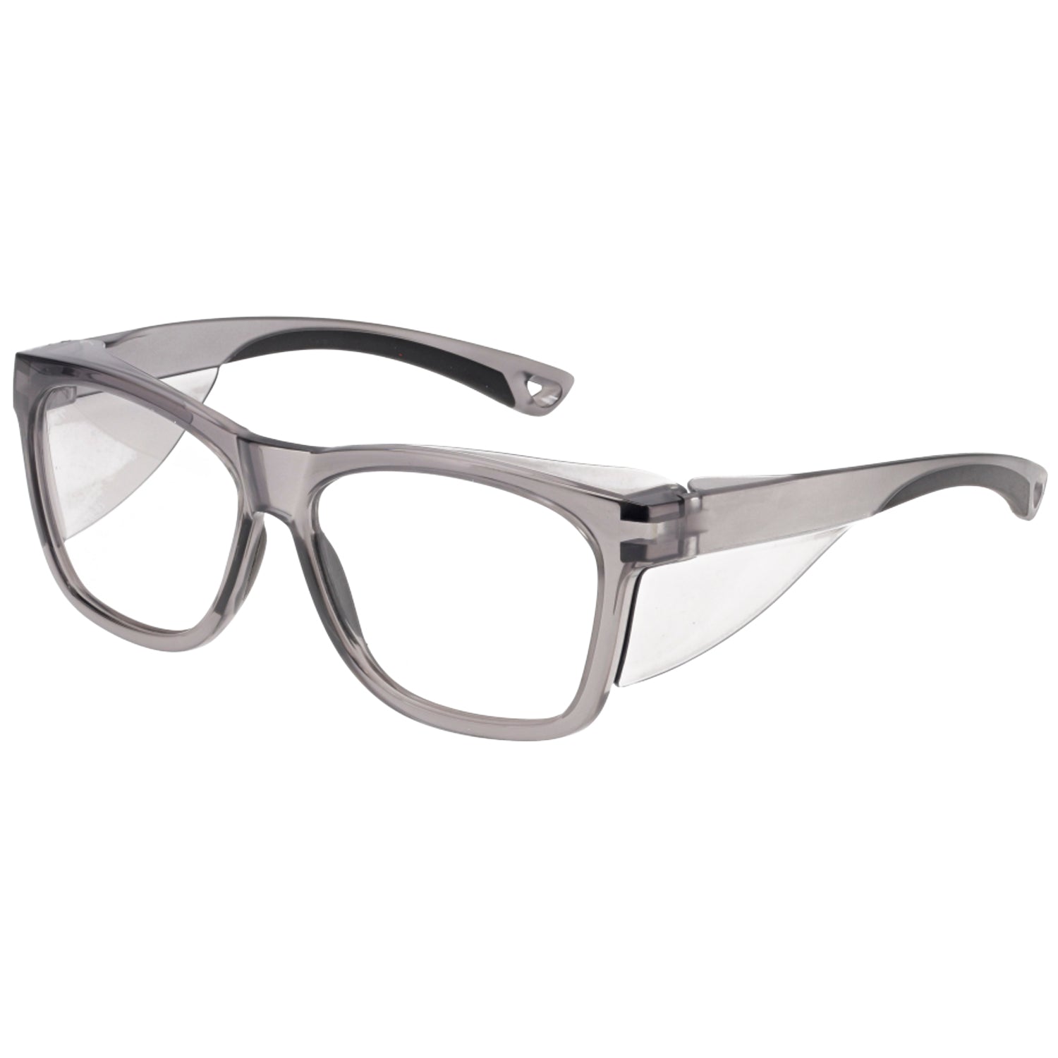 Gray OnGuard OGH250 prescription safety glasses with integrated side shields, ANSI Z87.1 certified.