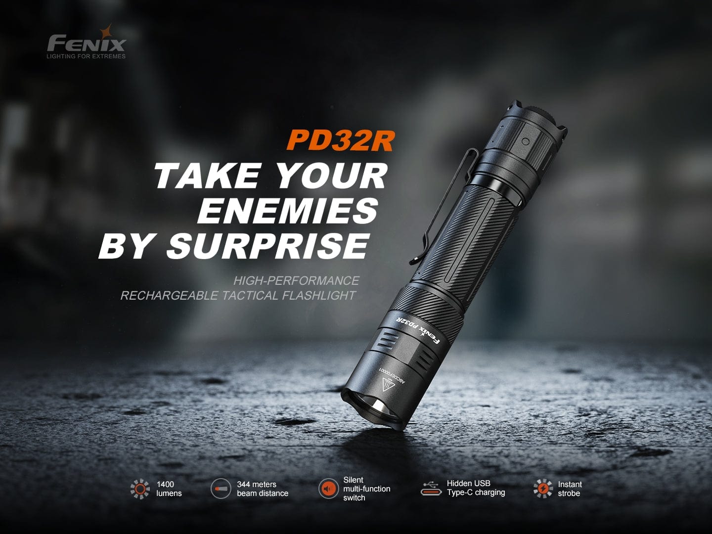 Fenix PD32R Rechargeable Silent Switch LED Flashlight-sku-48300746899752-Safety Glasses USA-3
